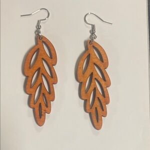Leaf-Shaped Light Weight Wooden Earrings